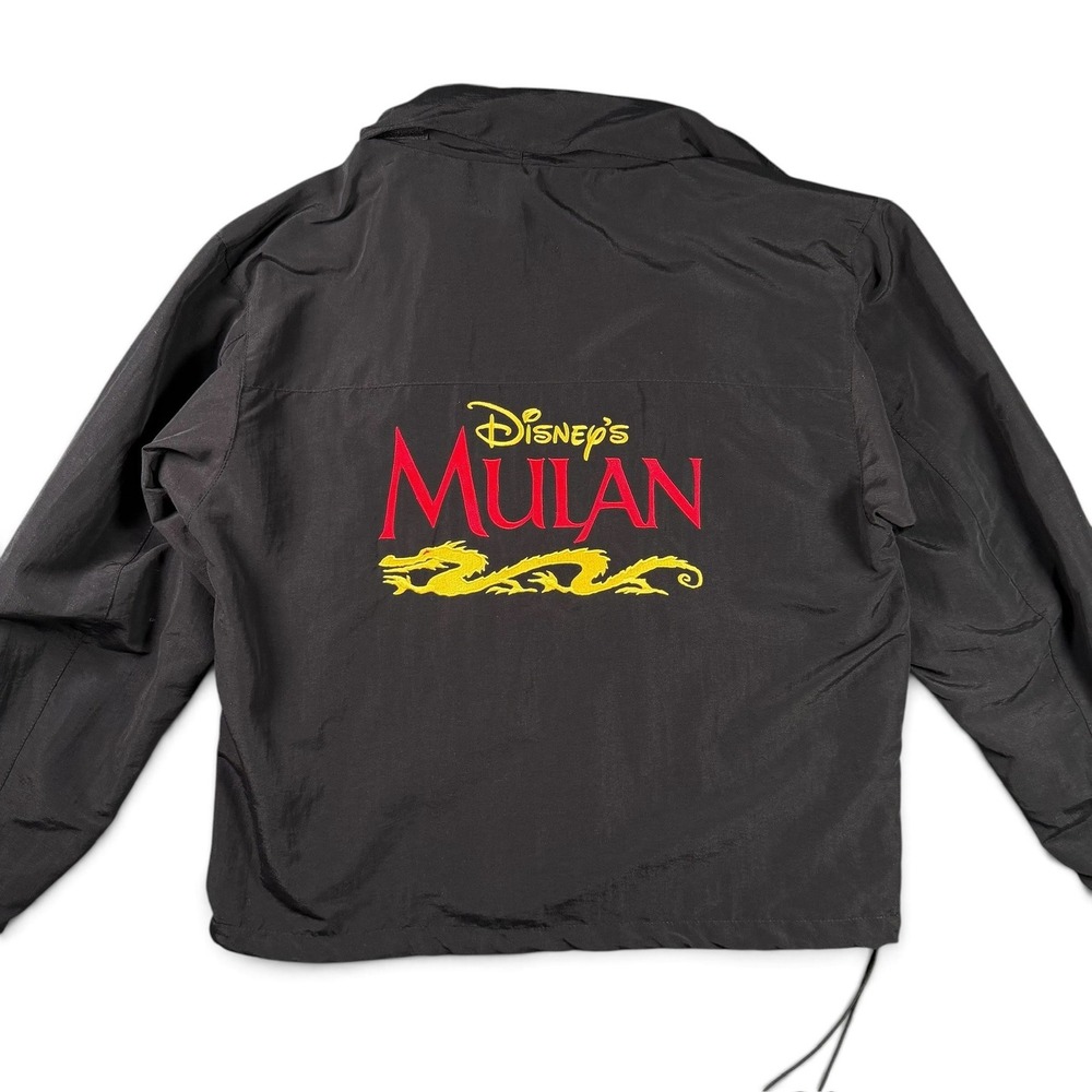 Disney Mulan Walt Disney Records Windbreaker VTG Jacket Medium Black Embroidered